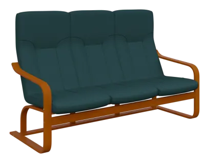 BO - 3 trojkřeslo, dřevěná kostra, moření třešeň, látka BORA 57, tyrkysová